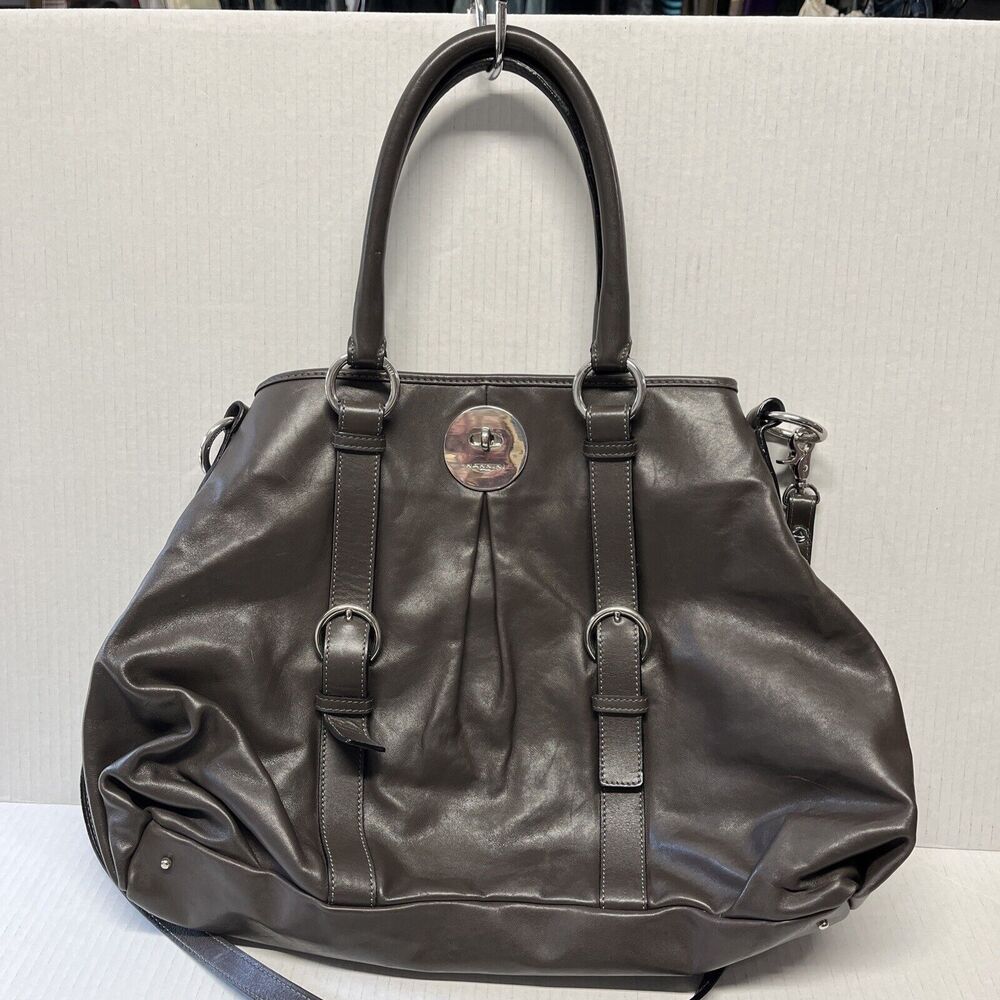 Nannini Brown Leather Convertible Double Handle Satchel Handbag